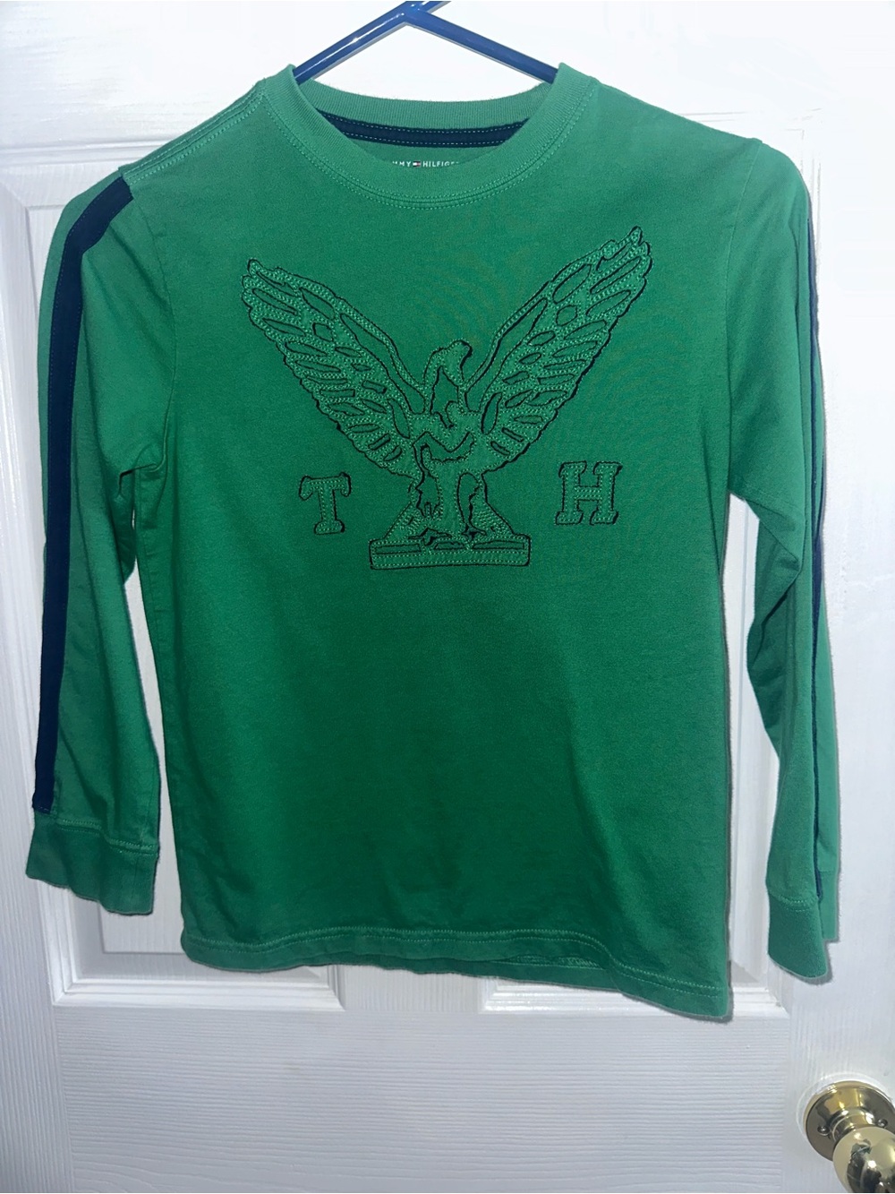 ❤️Tommy Hilfiger Green Long-Sleeve Tee with Eagle Embroidery